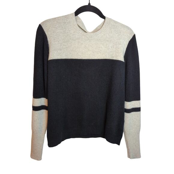 NAADAM Sweaters - Naadam Cream/Black Color Block Open Back Cashmere Sweater size M